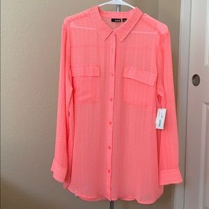 a.n.a Neon Pink Button Down Blouse